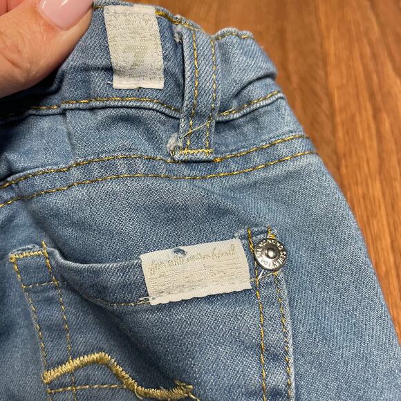 7 For All Mankind Girls Light Wash Straight Leg Raw Hem Jeans Size 4T Toddler - Picture 6 of 9